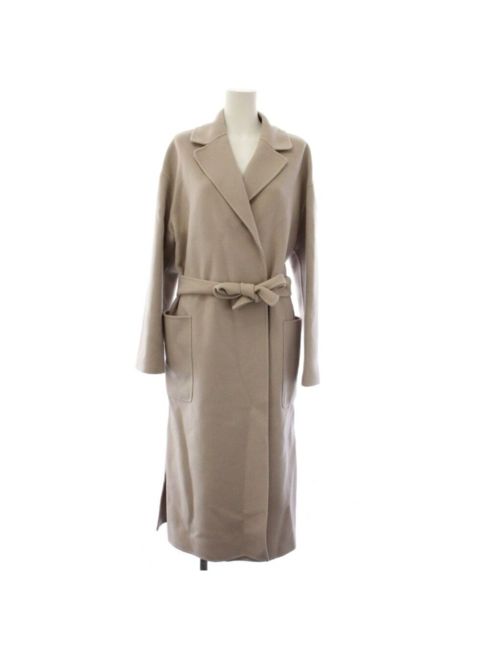 Max Mara S 'S Double Face Chesterfield Gown Coat Pure Virgin Wool Long Light 42